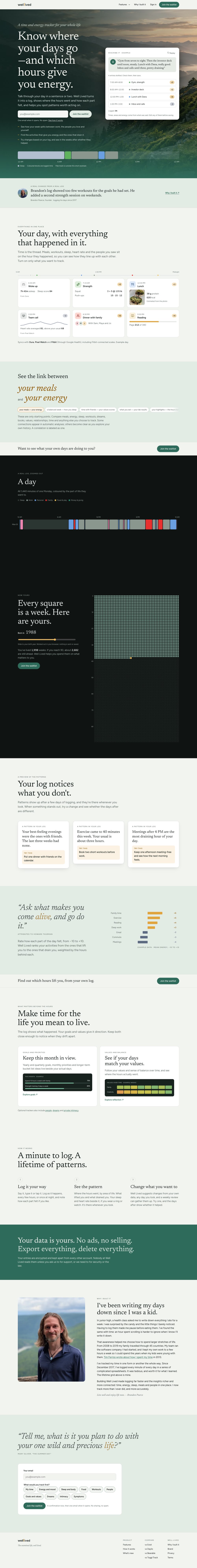 Well Lived website, the new site, full page
