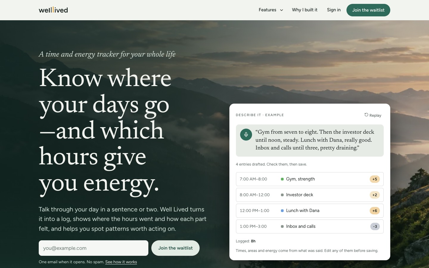 Well Lived website, after